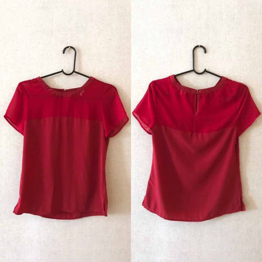 Marabelle Sheer Top Red Tee